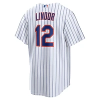 New York Mets Francisco Lindor White Pinstripe Home Nike Replica Jersey