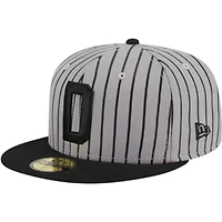 Frisco Rough Riders Gray and Black Pinstripe Authentic Collection On-Field MiLB 59FIFTY Fitted Hat