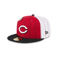Cincinnati Reds White Red and Black Pinstripe 59FIFTY Fitted Hat