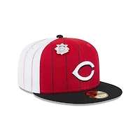 Cincinnati Reds White Red and Black Pinstripe 59FIFTY Fitted Hat