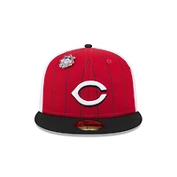 Cincinnati Reds White Red and Black Pinstripe 59FIFTY Fitted Hat