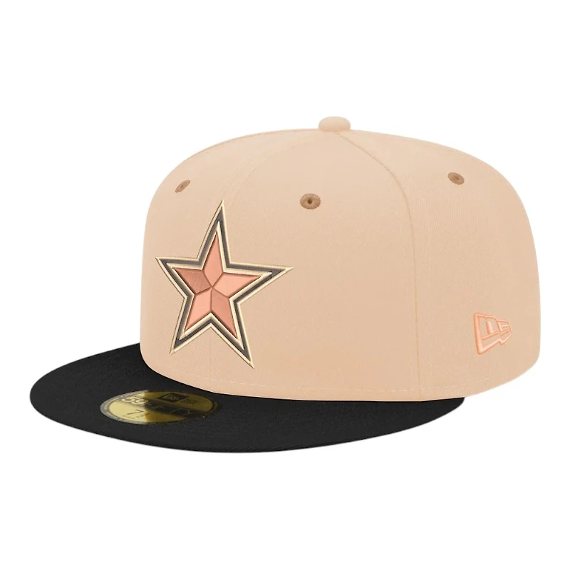 Dallas Cowboys Beige and Black 50th Anniversary Patch 59FIFTY Fitted Hat