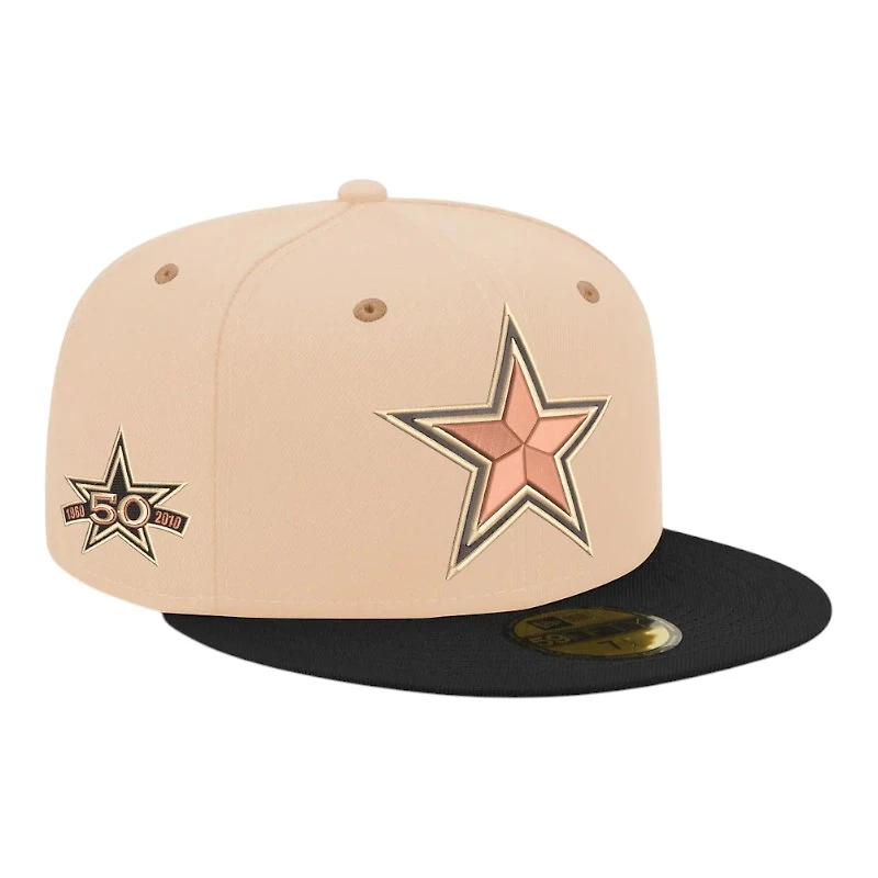 Dallas Cowboys Beige and Black 50th Anniversary Patch 59FIFTY Fitted Hat