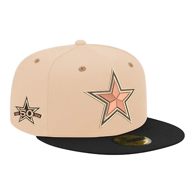 Dallas Cowboys Beige and Black 50th Anniversary Patch 59FIFTY Fitted Hat