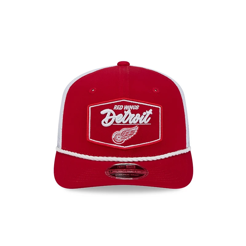 Detroit Red Wings Red and White Mesh Trucker New Era 9SEVENTY Stretch-Snap Hat