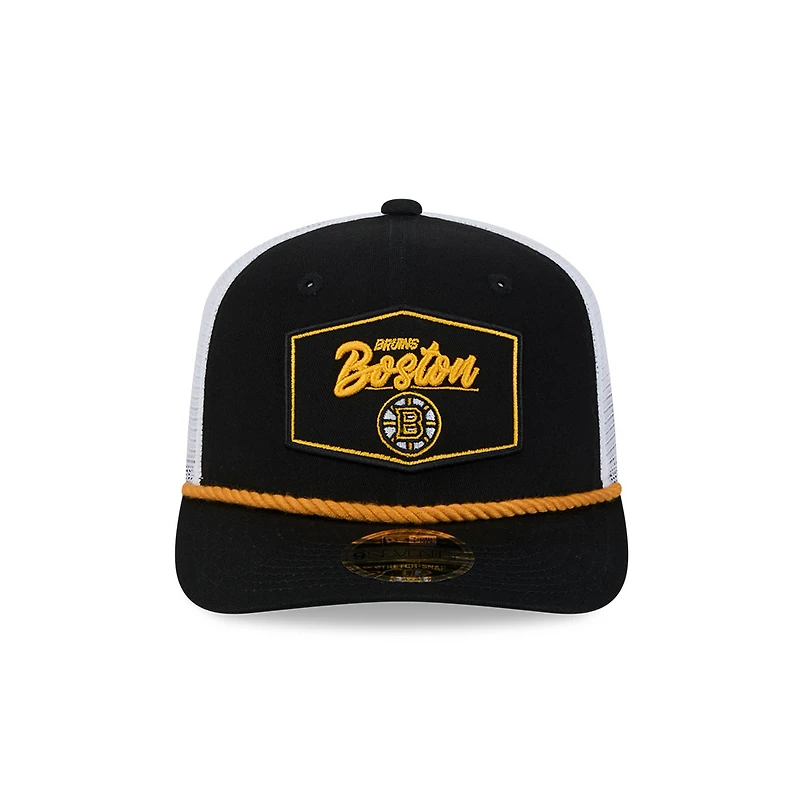 Boston Bruins Black and White Mesh Trucker New Era 9SEVENTY Stretch-Snap Hat