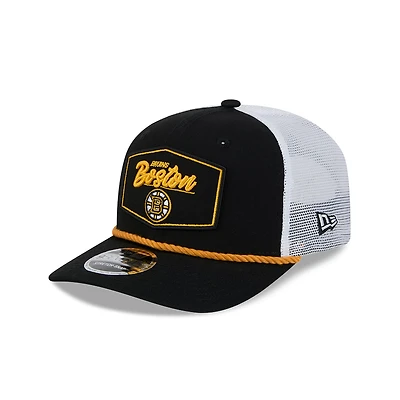 Boston Bruins Black and White Mesh Trucker New Era 9SEVENTY Stretch-Snap Hat