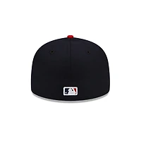 Youth Cleveland Guardians Navy and Red Authentic Collection On-Field Game New Era 59FIFTY Fitted Hat