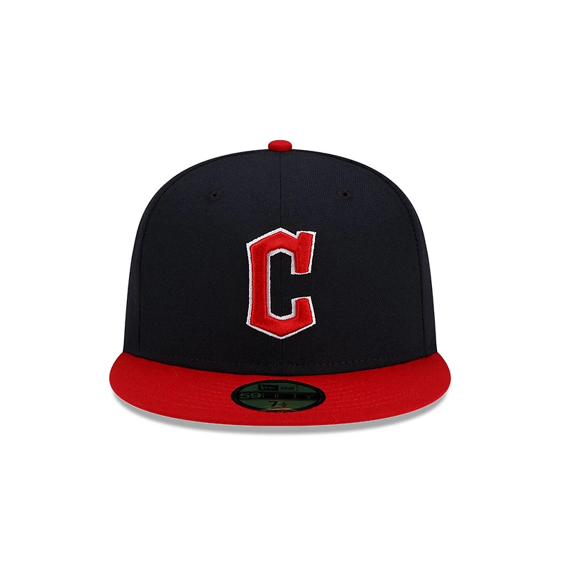Youth Cleveland Guardians Navy and Red Authentic Collection On-Field Game New Era 59FIFTY Fitted Hat