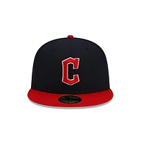 Youth Cleveland Guardians Navy and Red Authentic Collection On-Field Game New Era 59FIFTY Fitted Hat