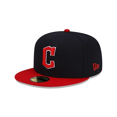 Youth Cleveland Guardians Navy and Red Authentic Collection On-Field Game New Era 59FIFTY Fitted Hat