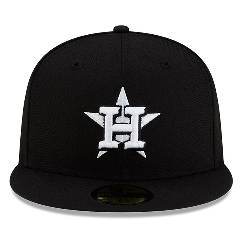 Houston Astros Black and White Basic New Era 59FIFTY Fitted Hat