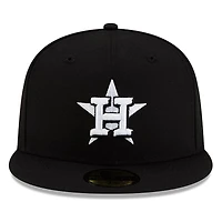 Houston Astros Black and White Basic New Era 59FIFTY Fitted Hat