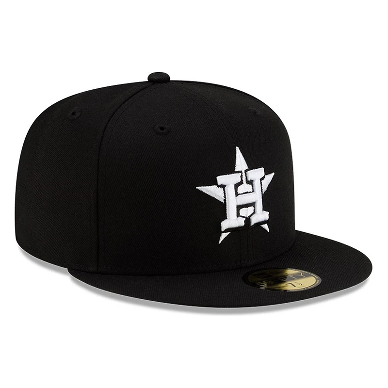 Houston Astros Black and White Basic New Era 59FIFTY Fitted Hat
