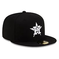 Houston Astros Black and White Basic New Era 59FIFTY Fitted Hat