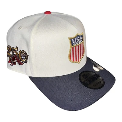 USA Men's Hockey Chrome and Navy 250th Anniversary Patch New Era 9FIFTY A-Frame Snapback Hat