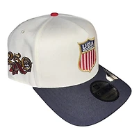 USA Men's Hockey Chrome and Navy 250th Anniversary Patch New Era 9FIFTY A-Frame Snapback Hat