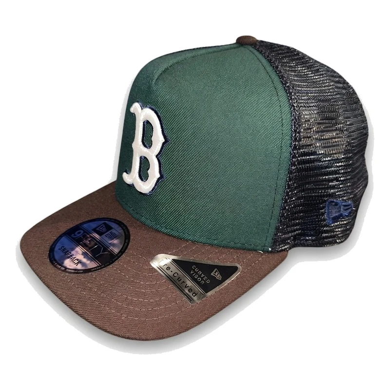 Boston Red Sox Dark Green and Burnt Wood 1999 ASG Patch New Era 9FIFTY A-Frame Trucker Snapback Hat