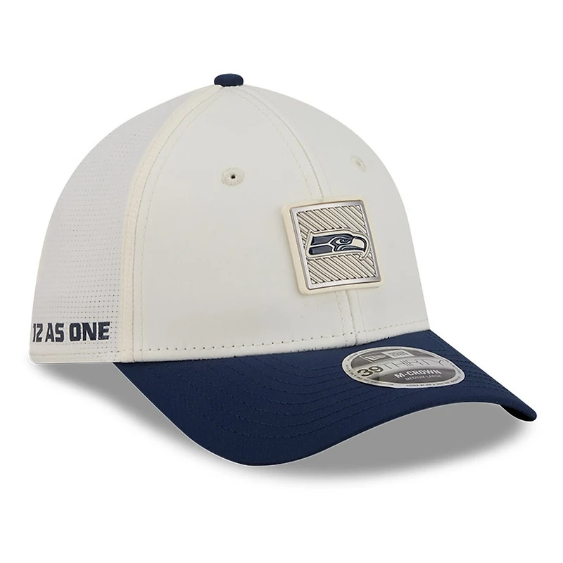 Seattle Seahawks Cream and Navy 2026 NFL Training Camp New Era 39THIRTY M-Crown Flex Hat