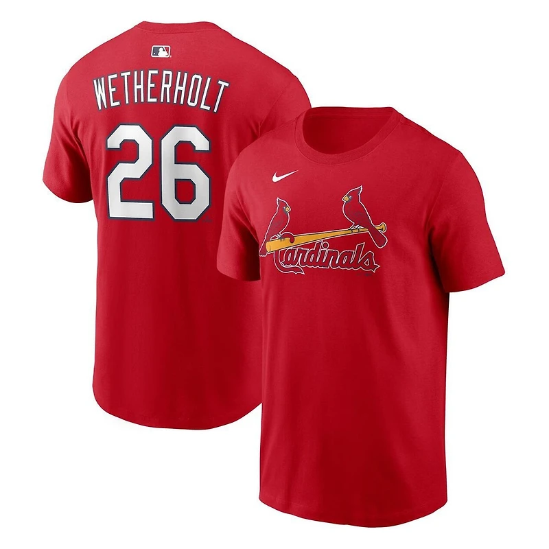 St. Louis Cardinals JJ Wetherholt Red Nike Name & Number T-Shirt