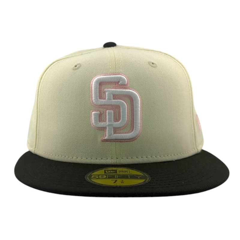 San Diego Padres Chrome and Black with Pink Outline Logo New Era 59FIFTY Fitted Hat
