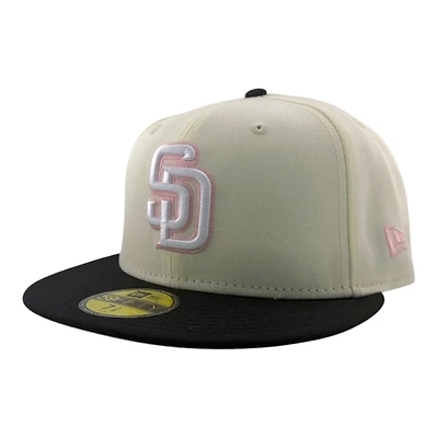 San Diego Padres Chrome and Black with Pink Outline Logo New Era 59FIFTY Fitted Hat