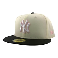 New York Yankees Chrome and Black with Pink Outline Logo Era 59FIFTY Fitted Hat