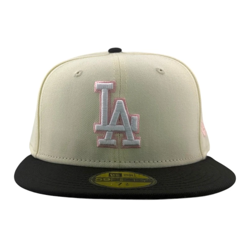 Los Angeles Dodgers Chrome and Black with Pink Outline Logo New Era 59FIFTY Fitted Hat