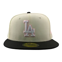 Los Angeles Dodgers Chrome and Black with Pink Outline Logo New Era 59FIFTY Fitted Hat