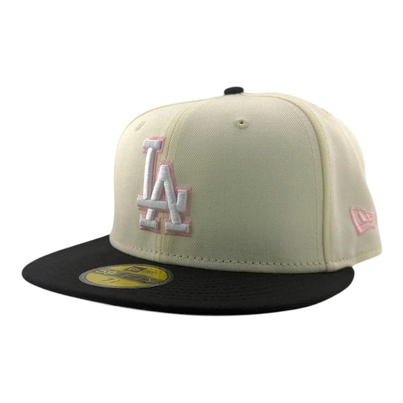 Los Angeles Dodgers Chrome and Black with Pink Outline Logo New Era 59FIFTY Fitted Hat