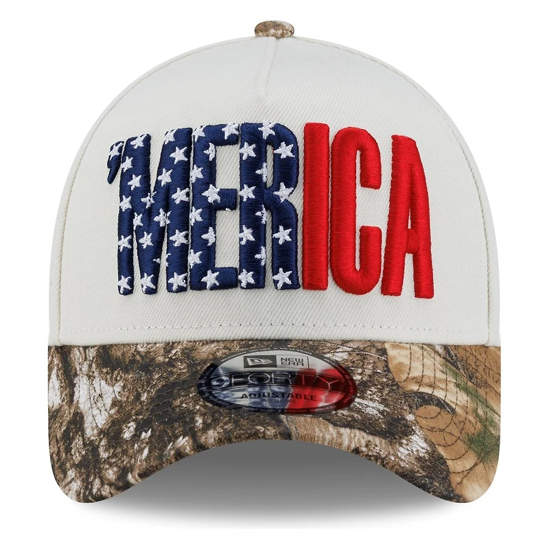 USA White and Camo 'MERICA 250th Anniversary Patch New Era 9FORTY A-Frame Snapback Hat