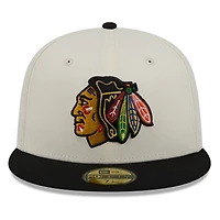 Chicago Blackhawks Chrome White Two Tone Basic New Era 59FIFTY Fitted Hat