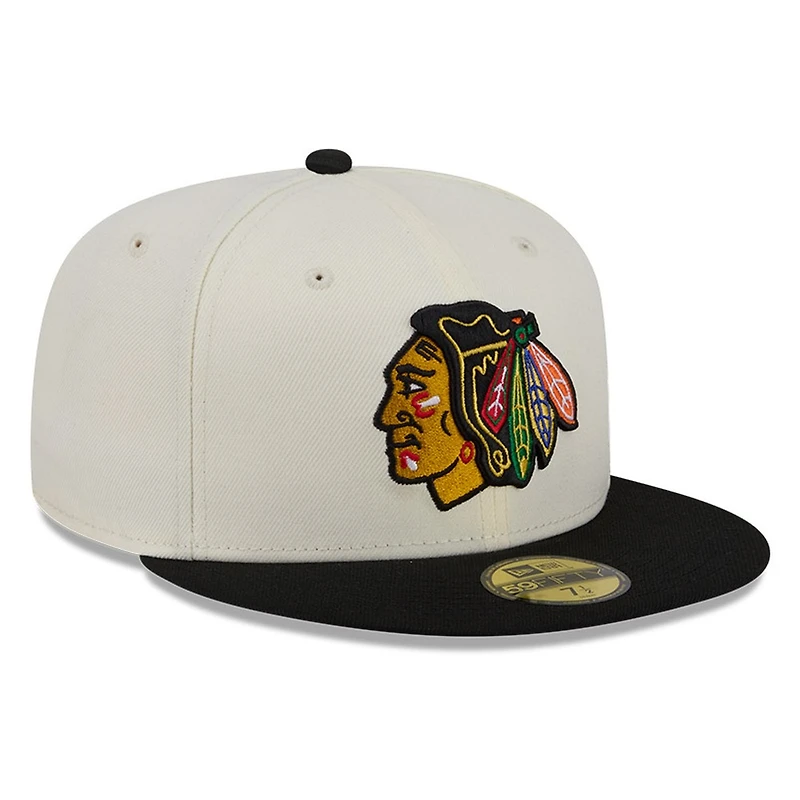 Chicago Blackhawks Chrome White Two Tone Basic New Era 59FIFTY Fitted Hat