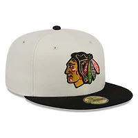 Chicago Blackhawks Chrome White Two Tone Basic New Era 59FIFTY Fitted Hat
