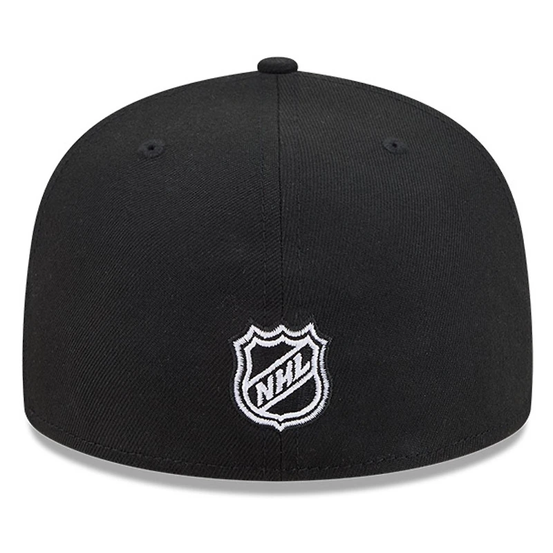 Chicago Blackhawks Black White Outline Basic New Era 59FIFTY Fitted Hat