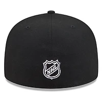 Chicago Blackhawks Black White Outline Basic New Era 59FIFTY Fitted Hat
