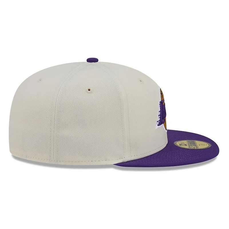 Los Angeles Lakers Chrome White Two Tone Basic New Era 59FIFTY Fitted Hat
