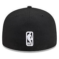 Chicago Bulls Black White Outline Basic New Era 59FIFTY Fitted Hat