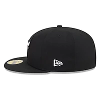 Chicago Bulls Black White Outline Basic New Era 59FIFTY Fitted Hat