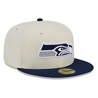 Seattle Seahawks Chrome White Two Tone Basic New Era 59FIFTY Fitted Hat