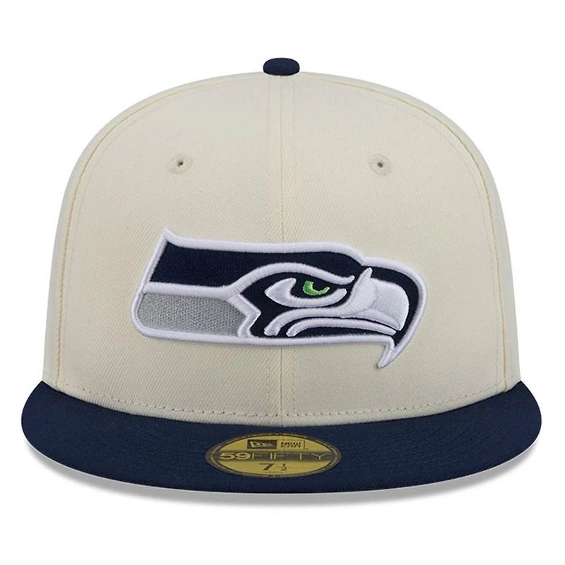 Seattle Seahawks Chrome White Two Tone Basic New Era 59FIFTY Fitted Hat