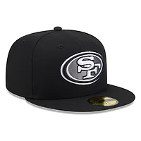 San Francisco 49ers Black White Outline Basic New Era 59FIFTY Fitted Hat