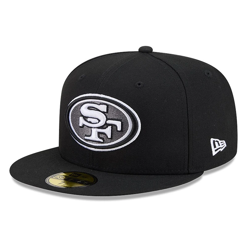 San Francisco 49ers Black White Outline Basic New Era 59FIFTY Fitted Hat