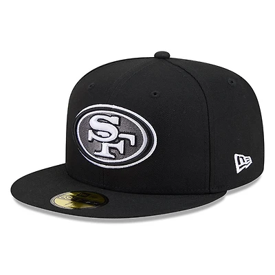 San Francisco 49ers Black White Outline Basic New Era 59FIFTY Fitted Hat