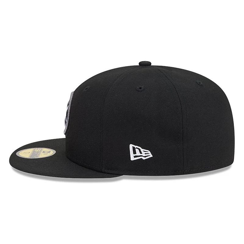 Pittsburgh Steelers Black White Outline Basic New Era 59FIFTY Fitted Hat
