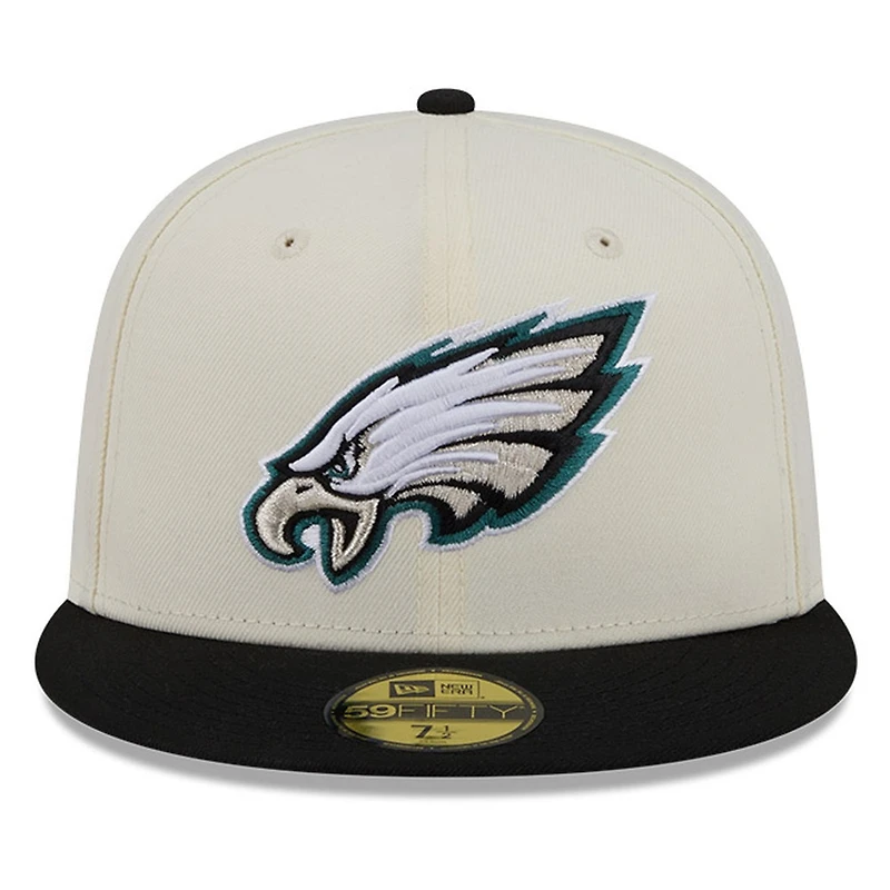 Philadelphia Eagles Chrome White Two Tone Basic New Era 59FIFTY Fitted Hat