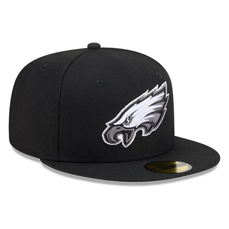 Philadelphia Eagles Black White Outline Basic New Era 59FIFTY Fitted Hat