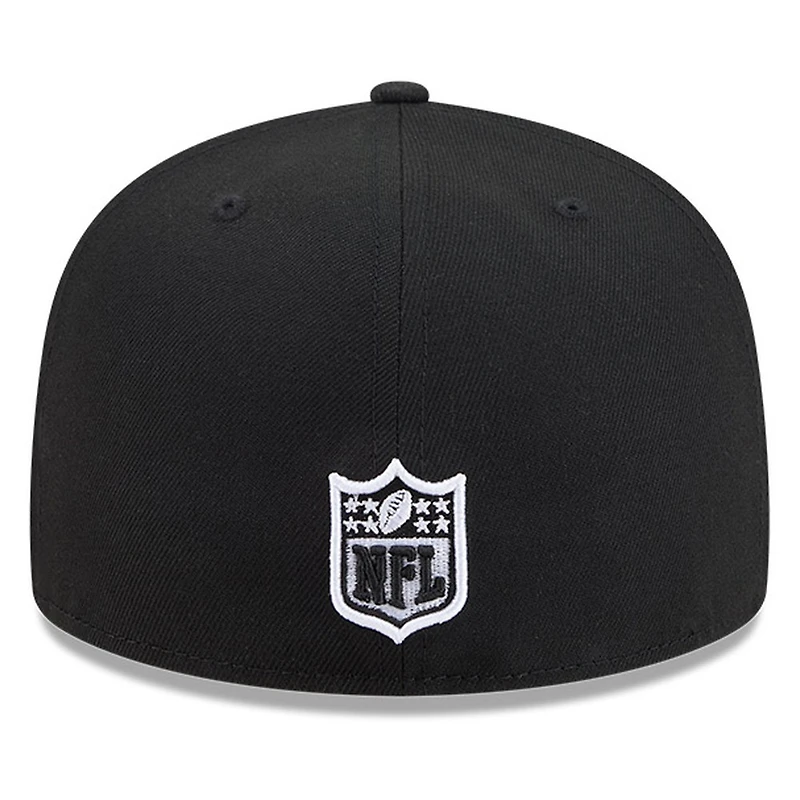 Philadelphia Eagles Black White Outline Basic New Era 59FIFTY Fitted Hat