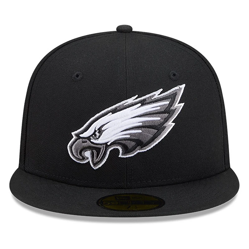 Philadelphia Eagles Black White Outline Basic New Era 59FIFTY Fitted Hat