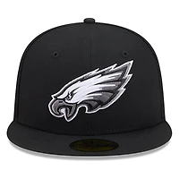 Philadelphia Eagles Black White Outline Basic New Era 59FIFTY Fitted Hat